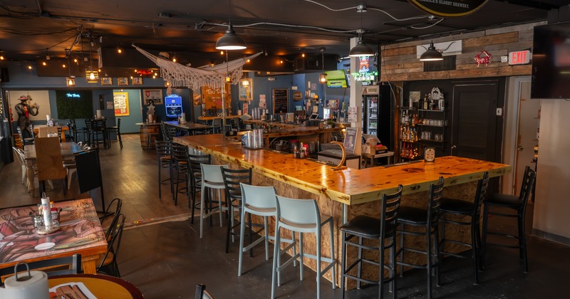 Interior, bar seating area