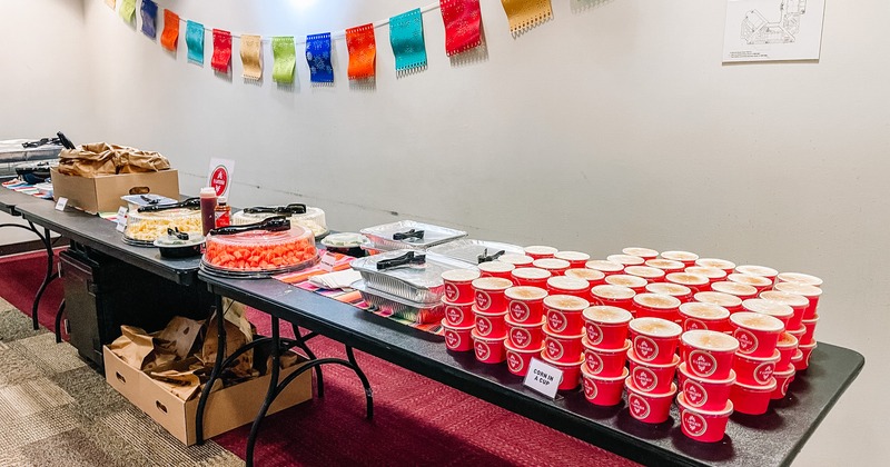 Catering table with different types of food