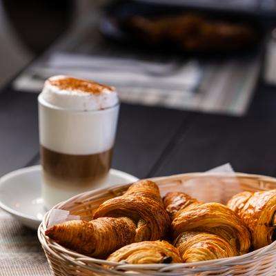 Croissants and cappuccino.