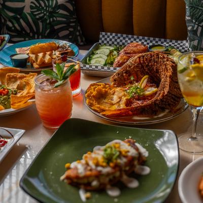Various served meals.