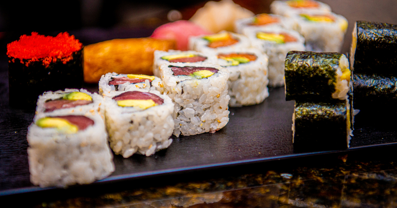 Sushi lined up