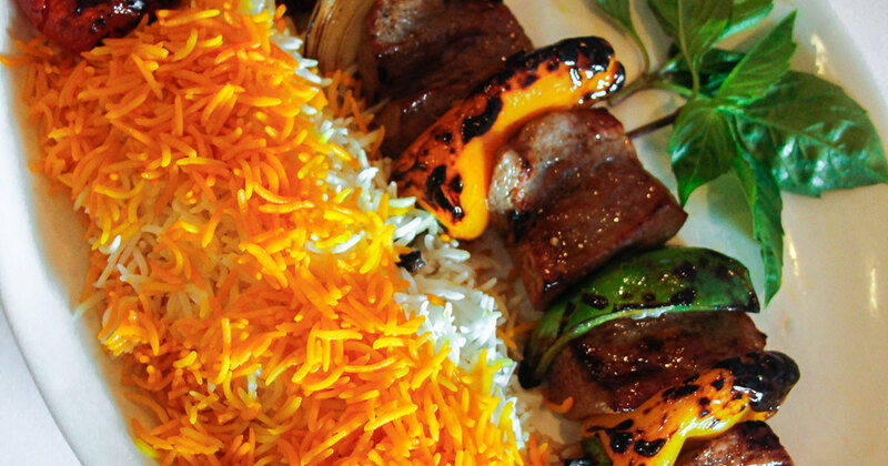 Kebab served with rice