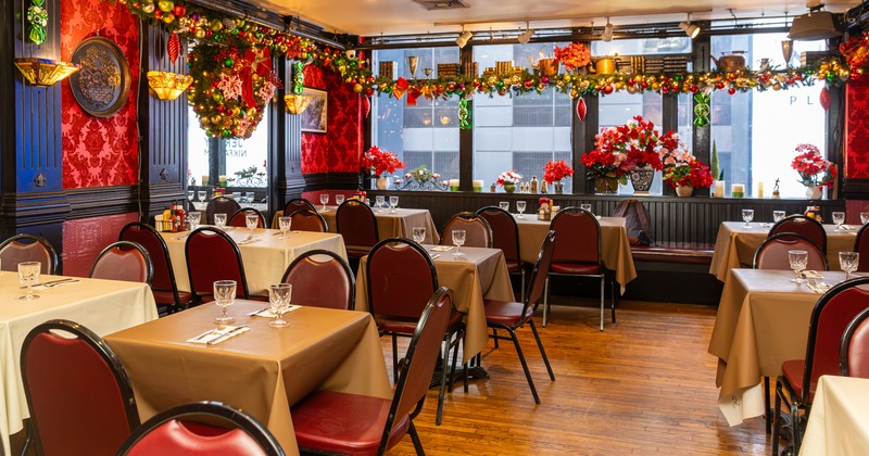 Diner area, tables and chairs