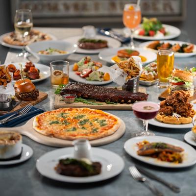 Served meals on the table.