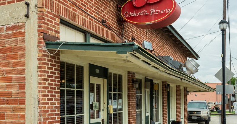 Exterior, angle view to restaurant entrance