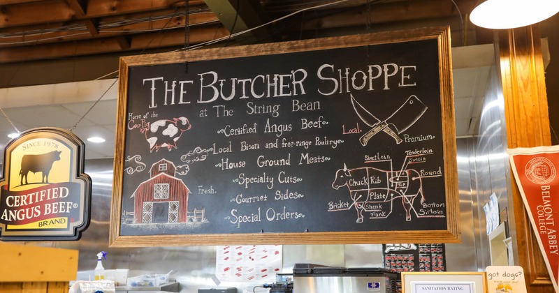 Interior, the Butcher shop sign