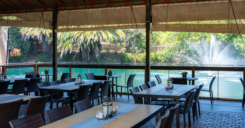 Exterior, dining space by the water
