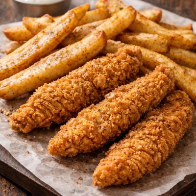 3 chicken fingers & fries.