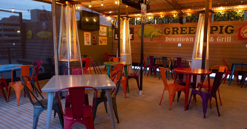 Interior, tables and chairs ready for guests