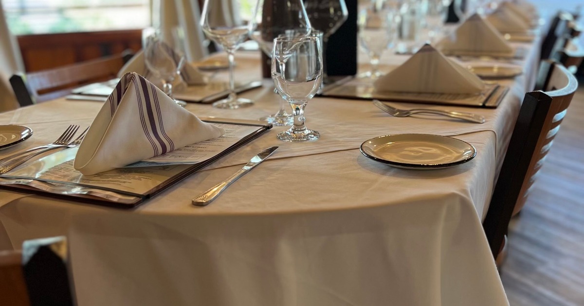 Dining table, tableware