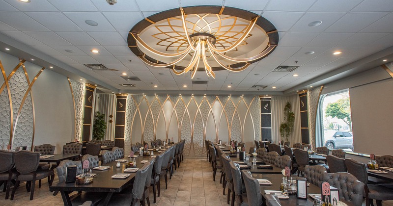 Interior, dining area with tables and chairs