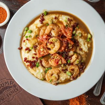 Plate of Shrimp and Grits.