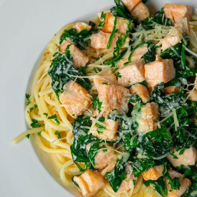 Salmon pasta.