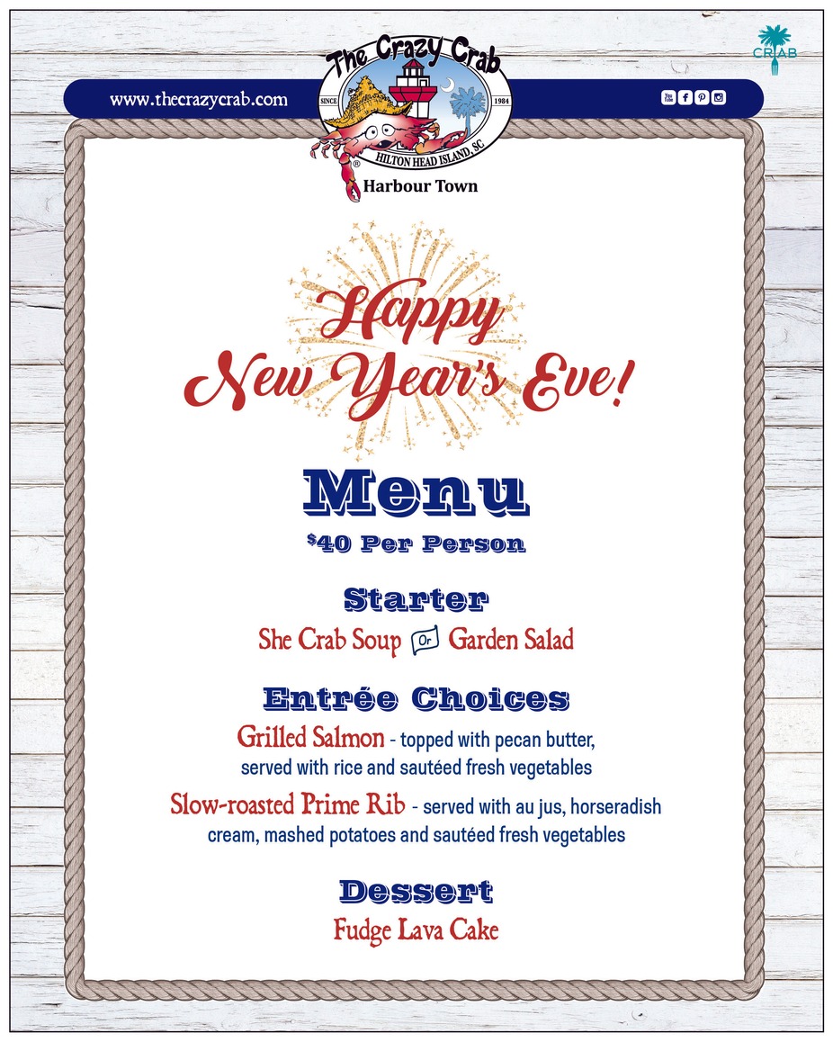 New Years Eve Dinner at Crazy Crab Harbour Town event photo