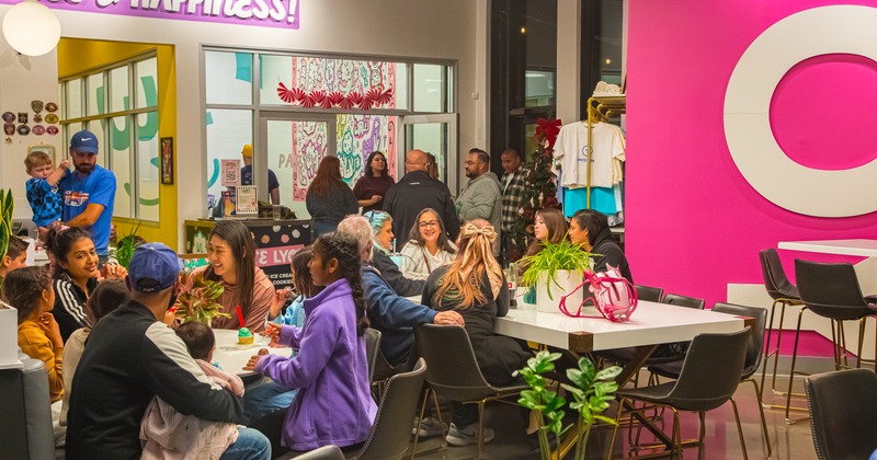Interior with tables and chairs