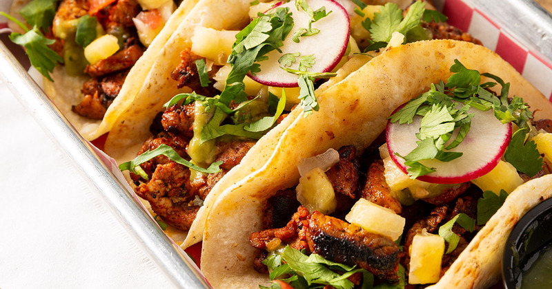 Tacos served, top view