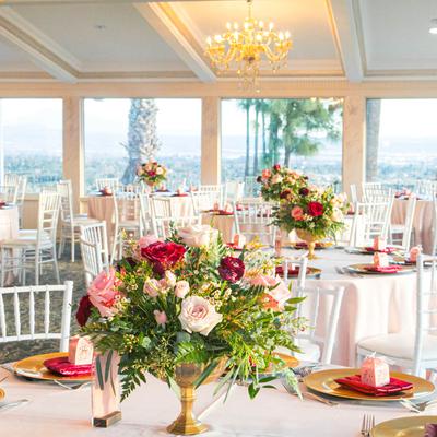 Floral bouquets on the tables.
