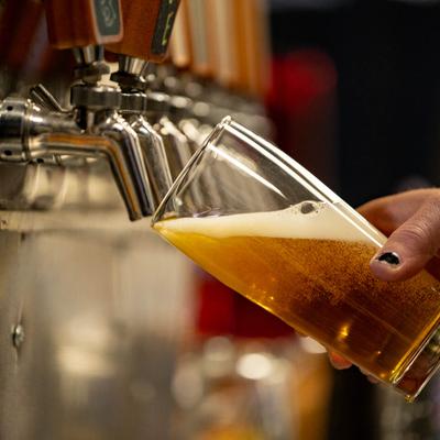 Tap beer being poured.