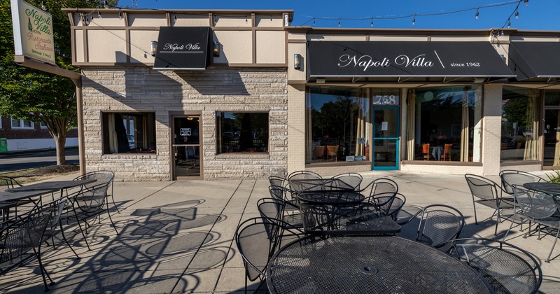 Exterior, patio, tables and chairs