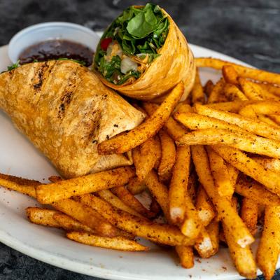 Spinach wrap with Memphis Crispy cut fries.