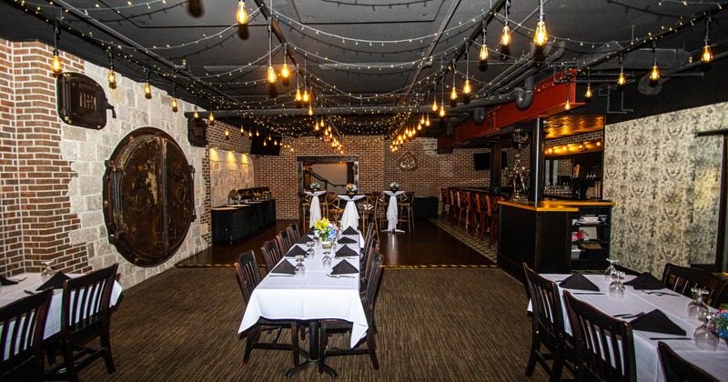 Interior, dining area, guest tables