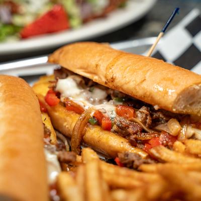 A philly cheesesteak sandwich.