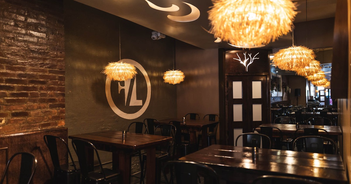 Interior, tall tables and bar stools