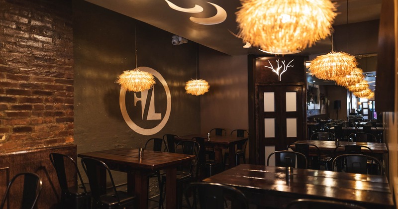 Interior, tall tables and bar stools