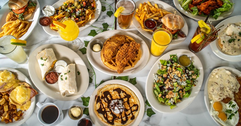 Variety of menu items served on the table