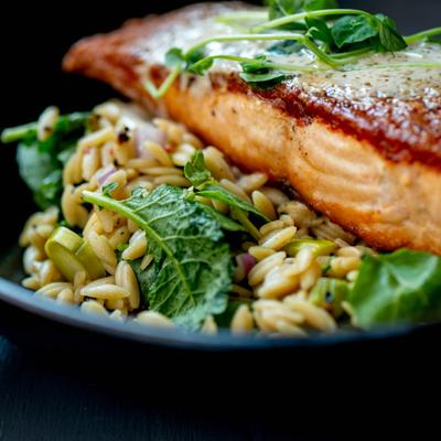 Salmon, close view.