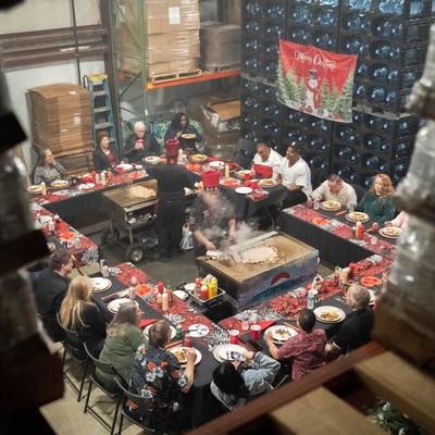 Aerial view of the hibachi table.
