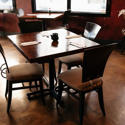 Table for four set and ready for guests