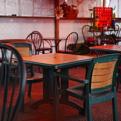 Dining tables and chairs.