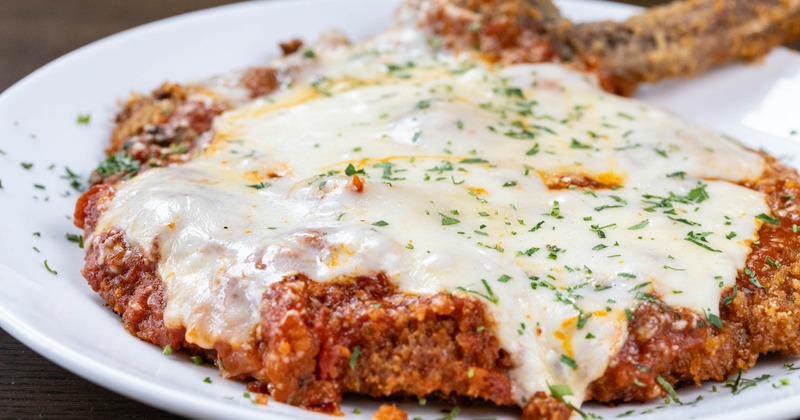 Chicken Parmesan, close-up
