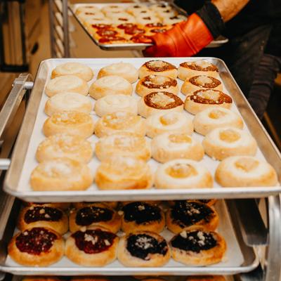 Pastry in baking plates.
