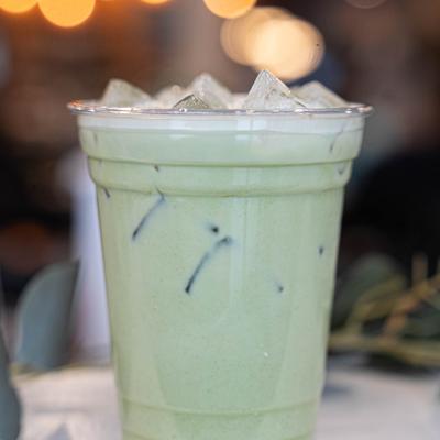 Glass of matcha latte
