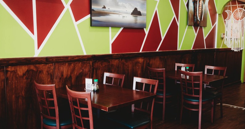 Interior, dining tables waiting for guests