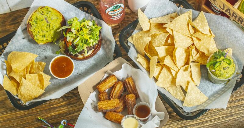Different dishes served, top view
