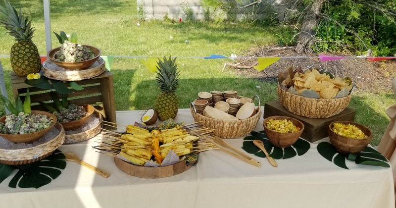 Skewers, chips, and sides