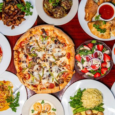 Assortment of dishes, top view