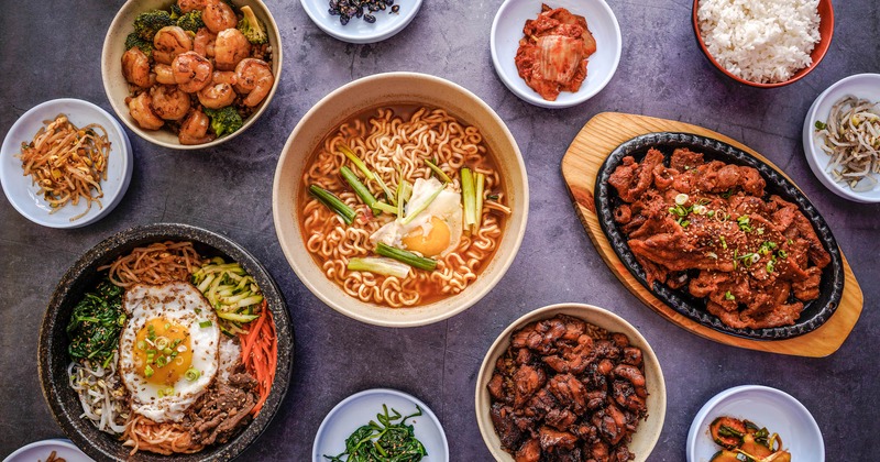 Assortment of dishes, top view