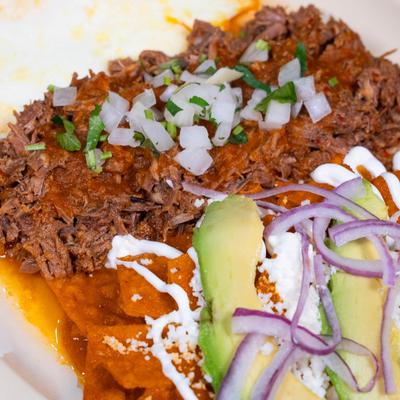 Birria Chilaquiles plate.