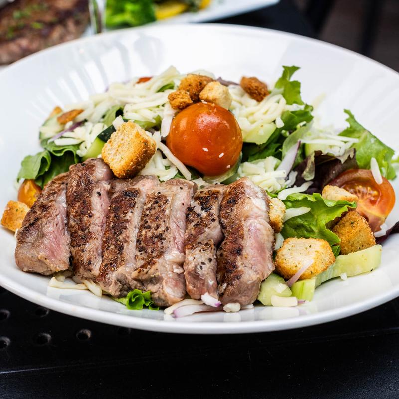 House salad with steak photo