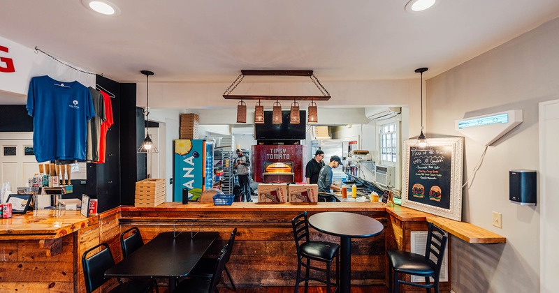 Interior, tables and chairs