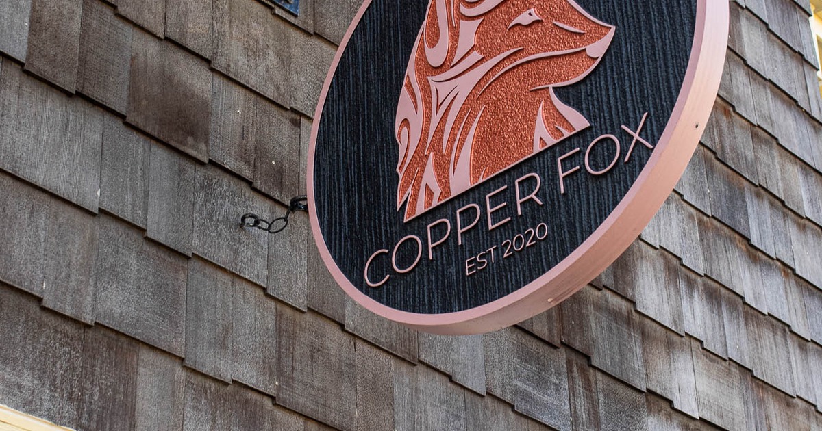 Exterior, Copper Fox hanging sign