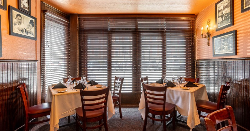 Interior, tables ready for guests