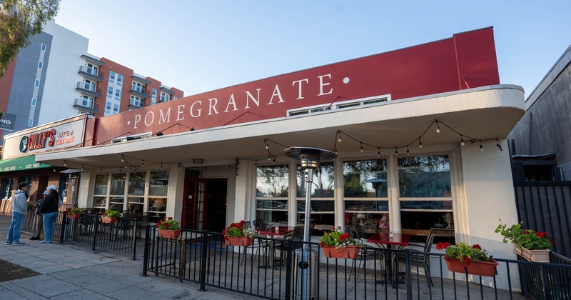 Exterior, tables and chairs ready for guests