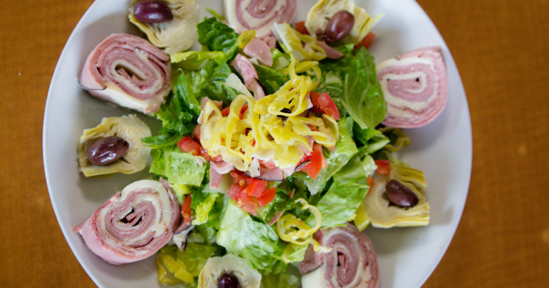Chef salad, top view