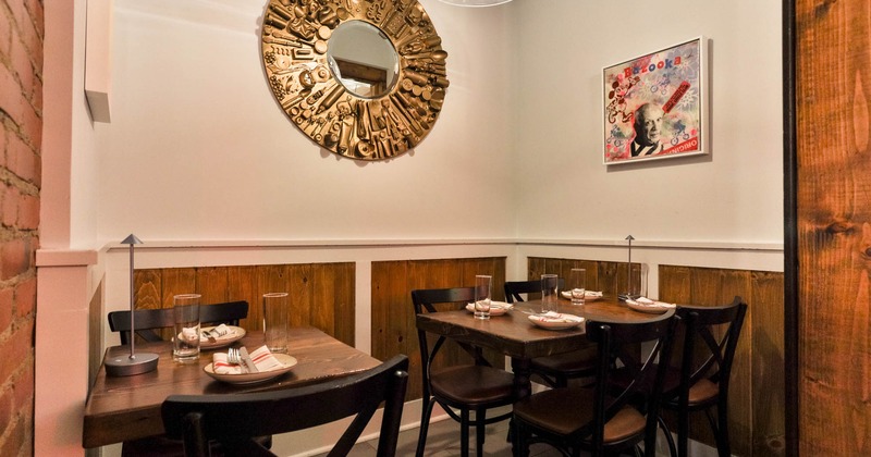 Dining area, tables ready for guests