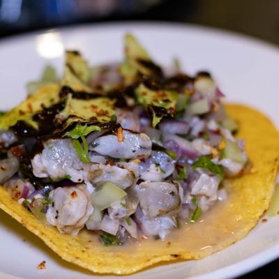 Ceviche Tostada.